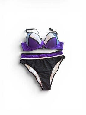 Cupshe Purple & Black Two-Piece Women's Bikini Swimsuit